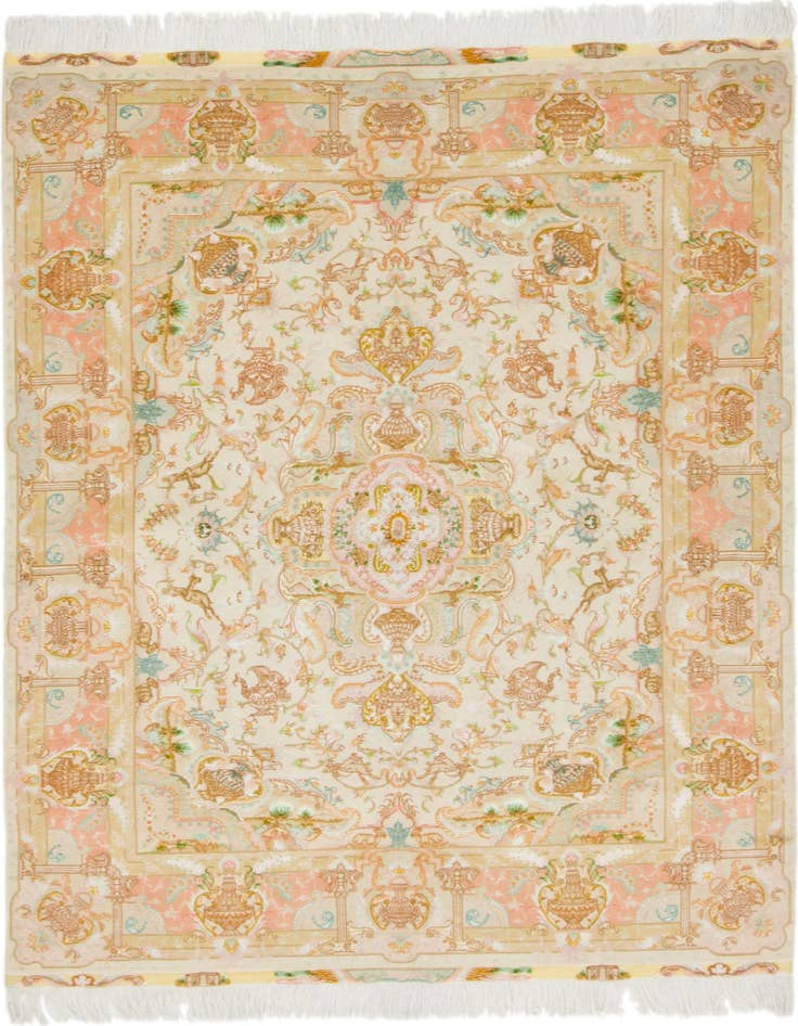 Detail image of 5' x 6' 7 Hand Knotted Tabriz Persian Rug