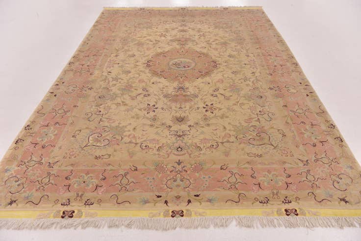 Detailfoto van 200cm x 305cm Handgeknoopt Tabriz Perzisch Vloerkleed
