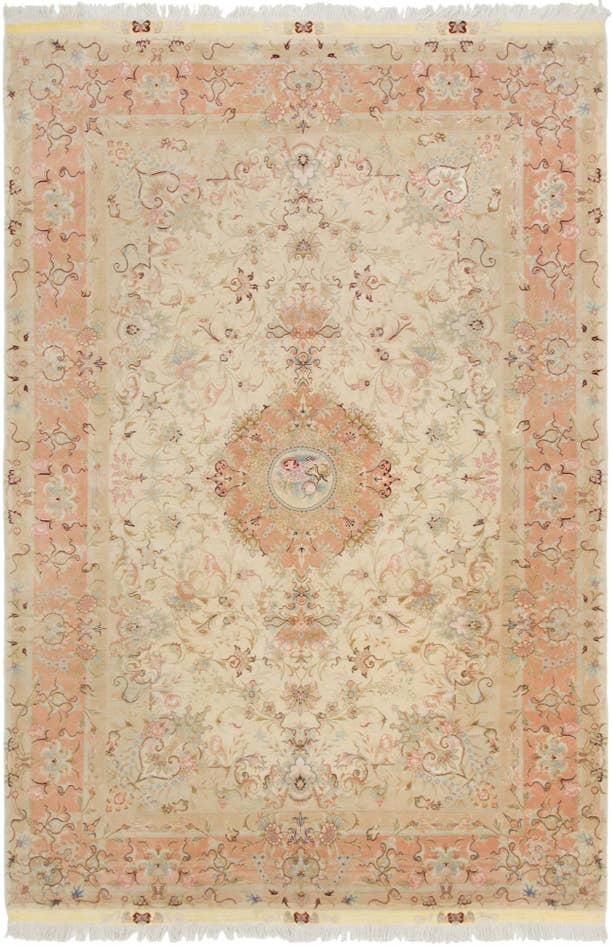 Detailfoto van 200cm x 305cm Handgeknoopt Tabriz Perzisch Vloerkleed