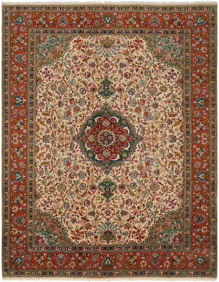 Detail image of 8' x 11' 4 Hand Knotted Tabriz Persian Wool Rug