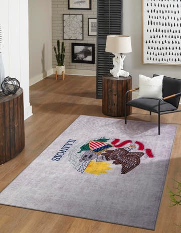 Ivory Illinois The Flag Collection Rug