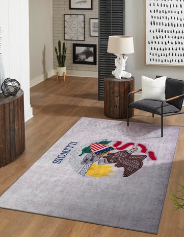 Ivory Illinois The Flag Collection Rug