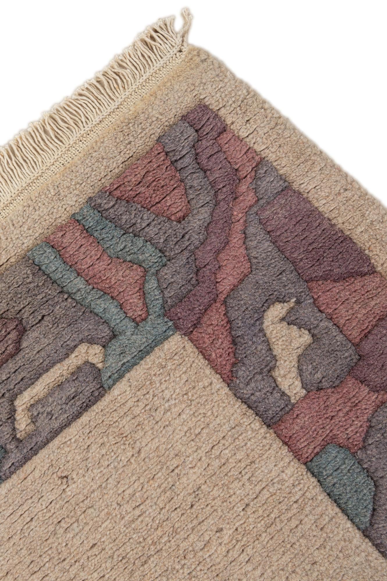 4' 2 x 5' 7 Hand Knotted Tibet Wool Rug