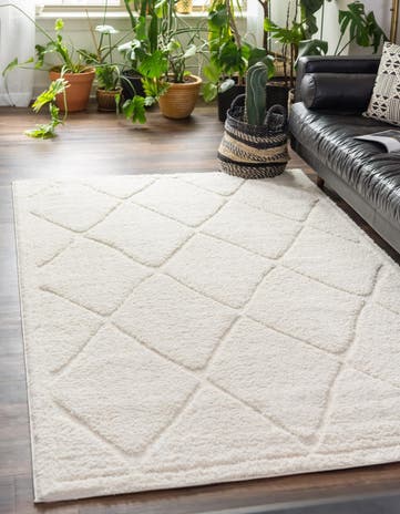 Ivory Trellis Shag Rug