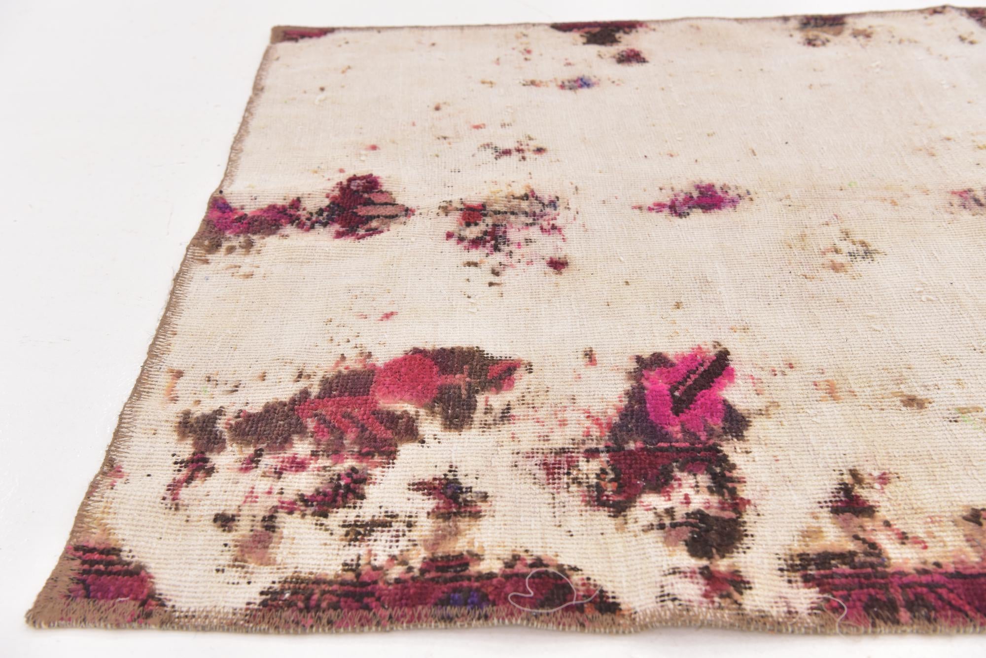3' 4 x 5' 7 Hand Knotted Ultra Vintage Persian Wool Rug