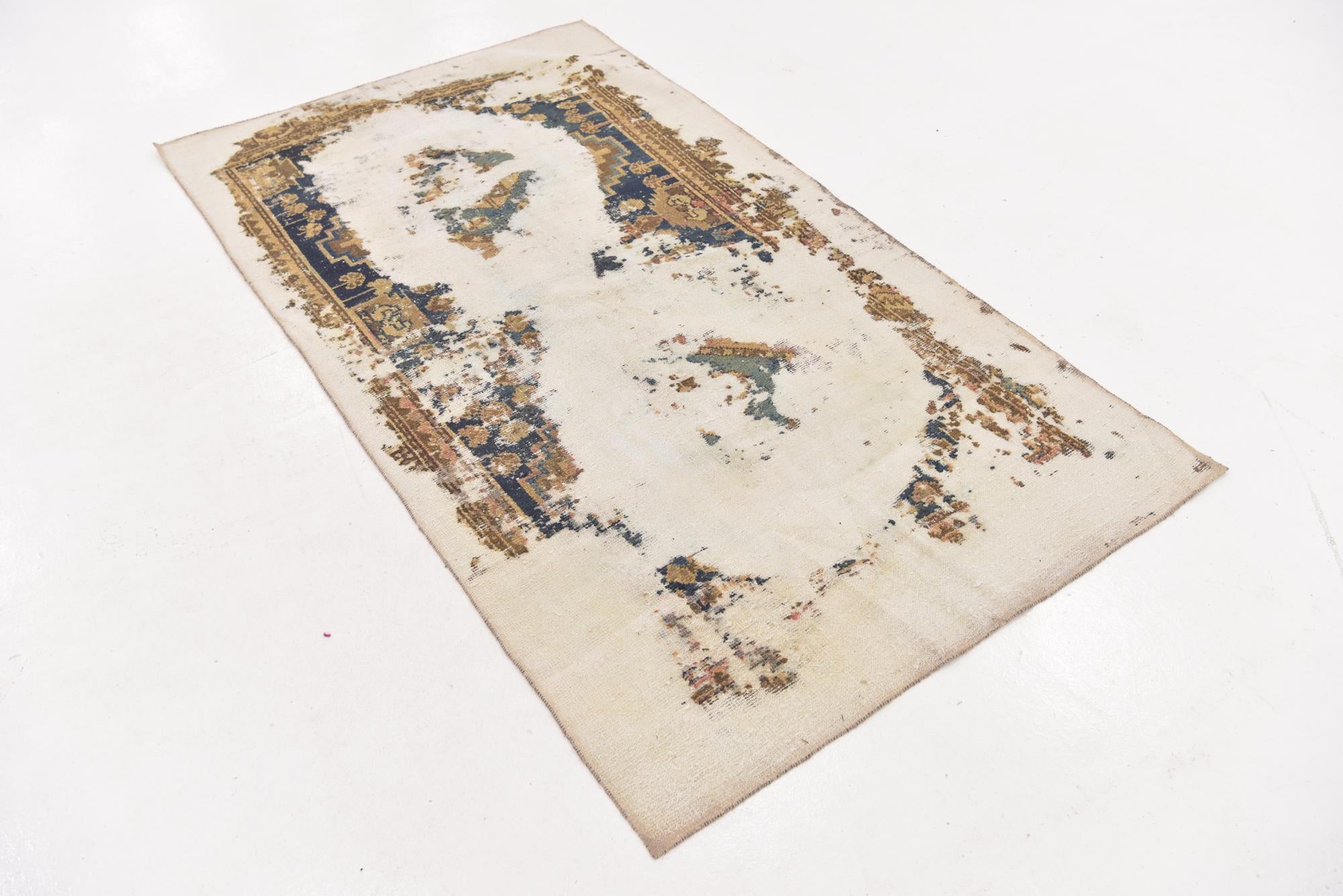 3' 7 x 6' 5 Hand Knotted Ultra Vintage Persian Wool Rug