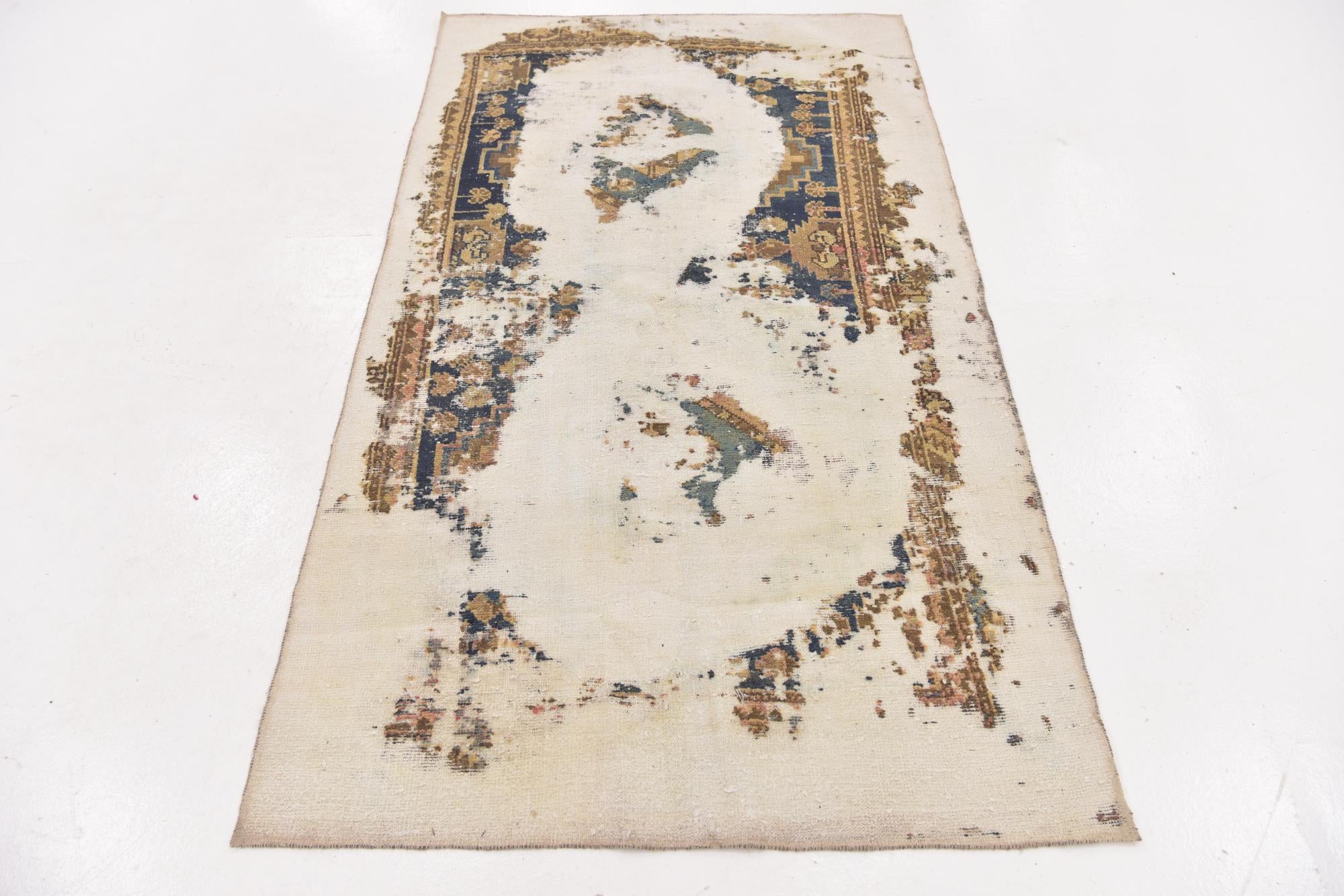 3' 7 x 6' 5 Hand Knotted Ultra Vintage Persian Wool Rug