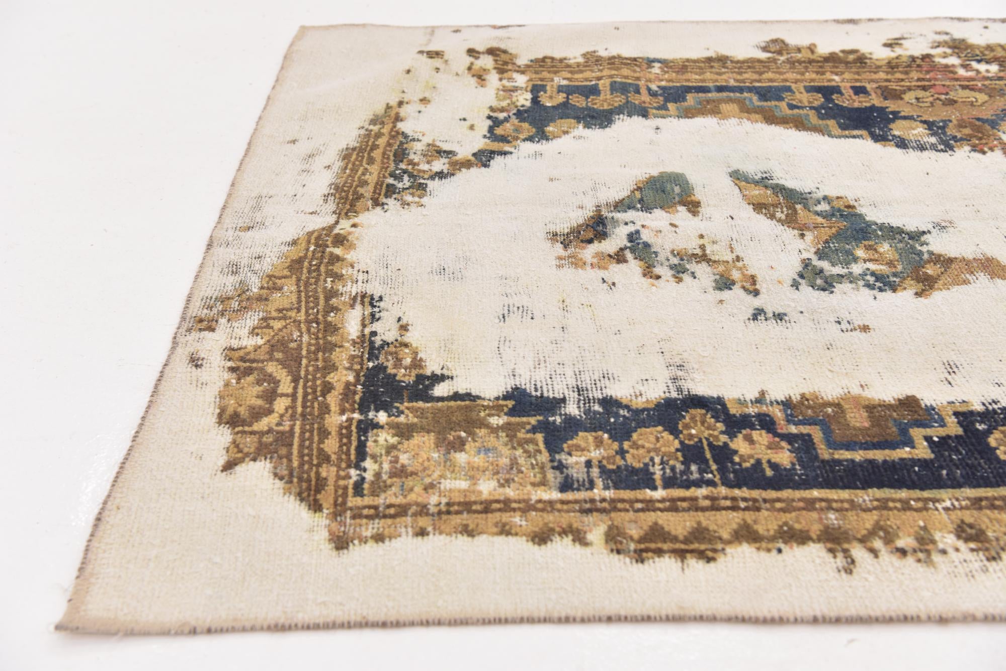 3' 7 x 6' 5 Hand Knotted Ultra Vintage Persian Wool Rug