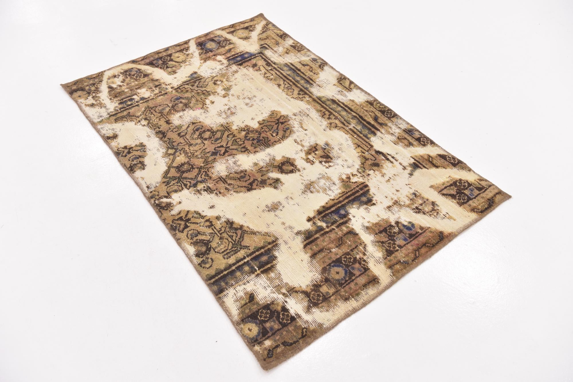 3' 5 x 5' Hand Knotted Ultra Vintage Persian Wool Rug