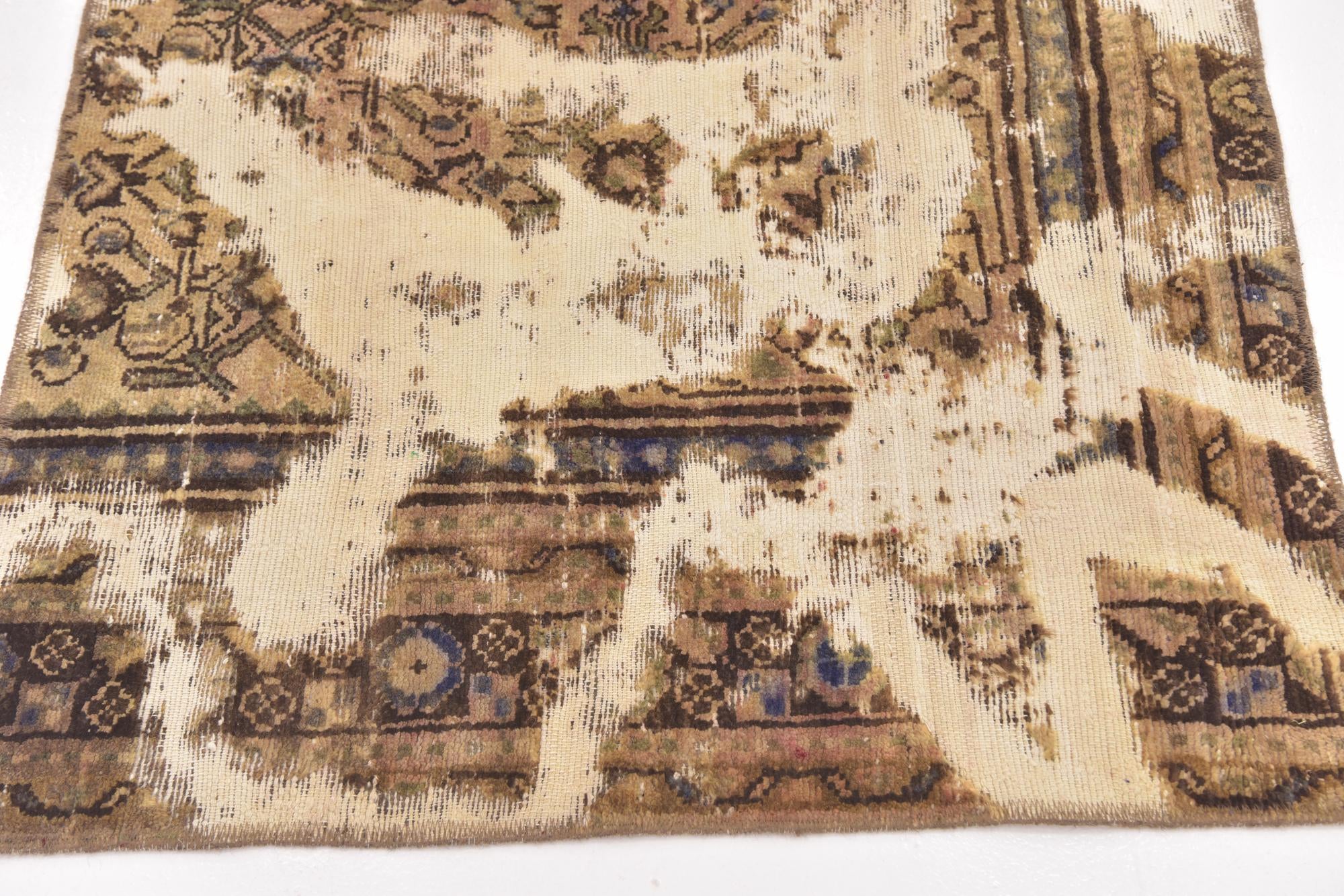 3' 5 x 5' Hand Knotted Ultra Vintage Persian Wool Rug
