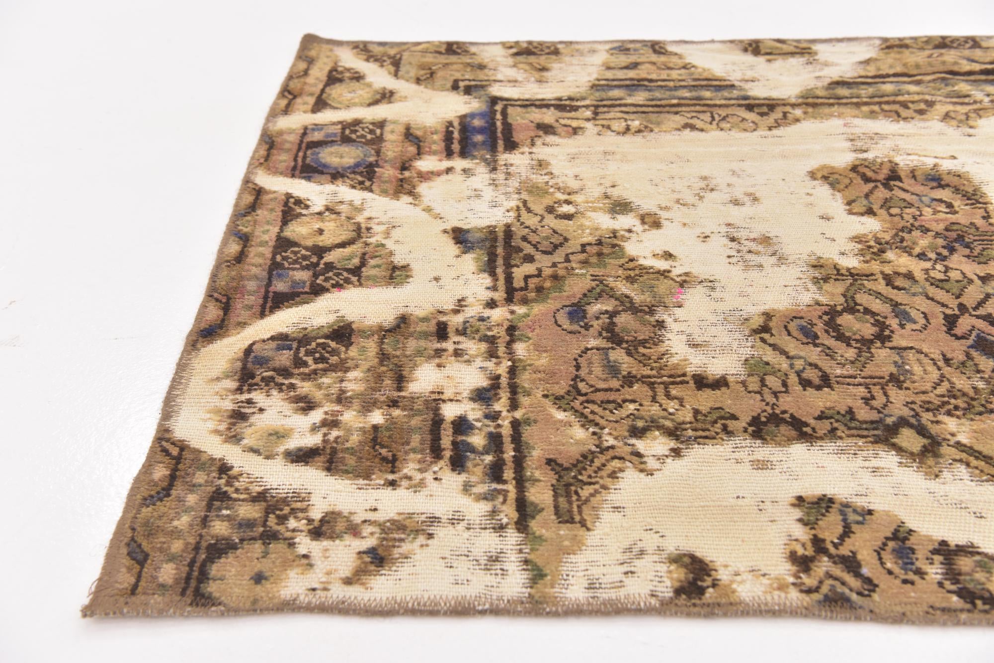 3' 5 x 5' Hand Knotted Ultra Vintage Persian Wool Rug
