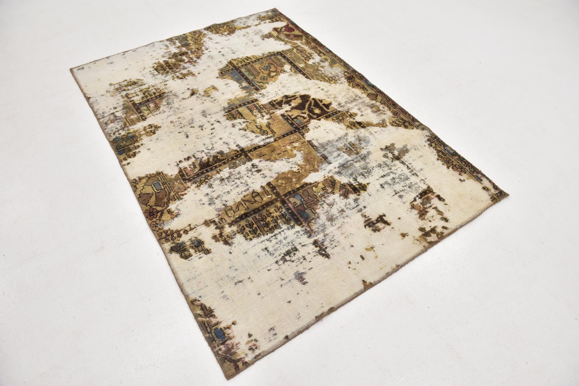 4' 5 x 6' 2 Hand Knotted Ultra Vintage Persian Wool Rug