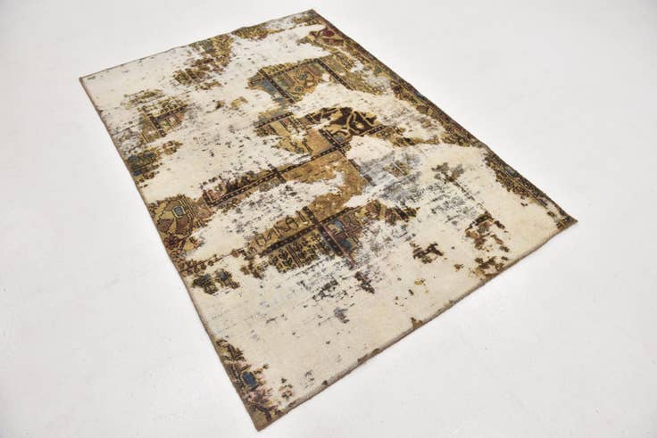 Detail image of 4' 5 x 6' 2 Hand Knotted Ultra Vintage Persian Wool Rug