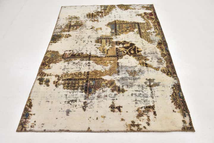 4' 5 x 6' 2 Hand Knotted Ultra Vintage Persian Wool Rug