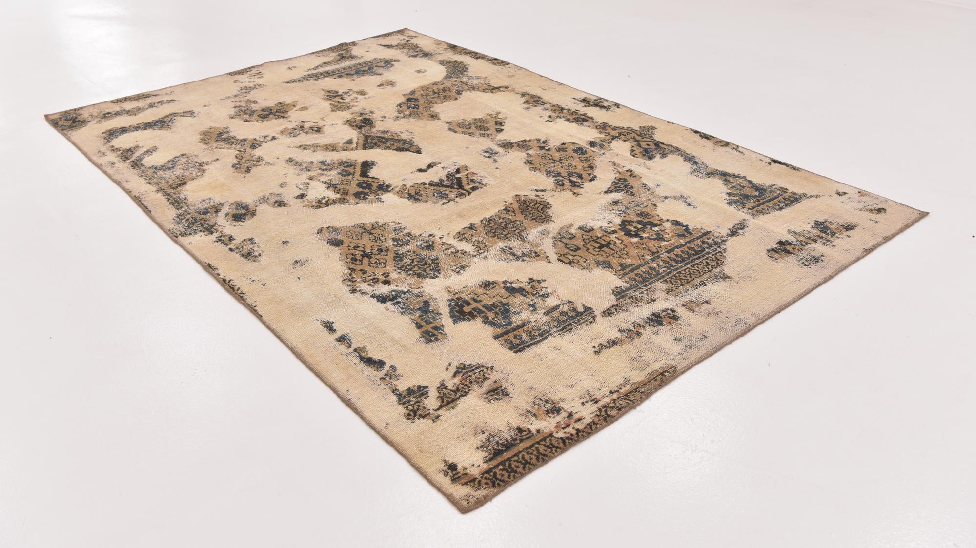6' 3 x 9' 8 Hand Knotted Ultra Vintage Persian Wool Rug