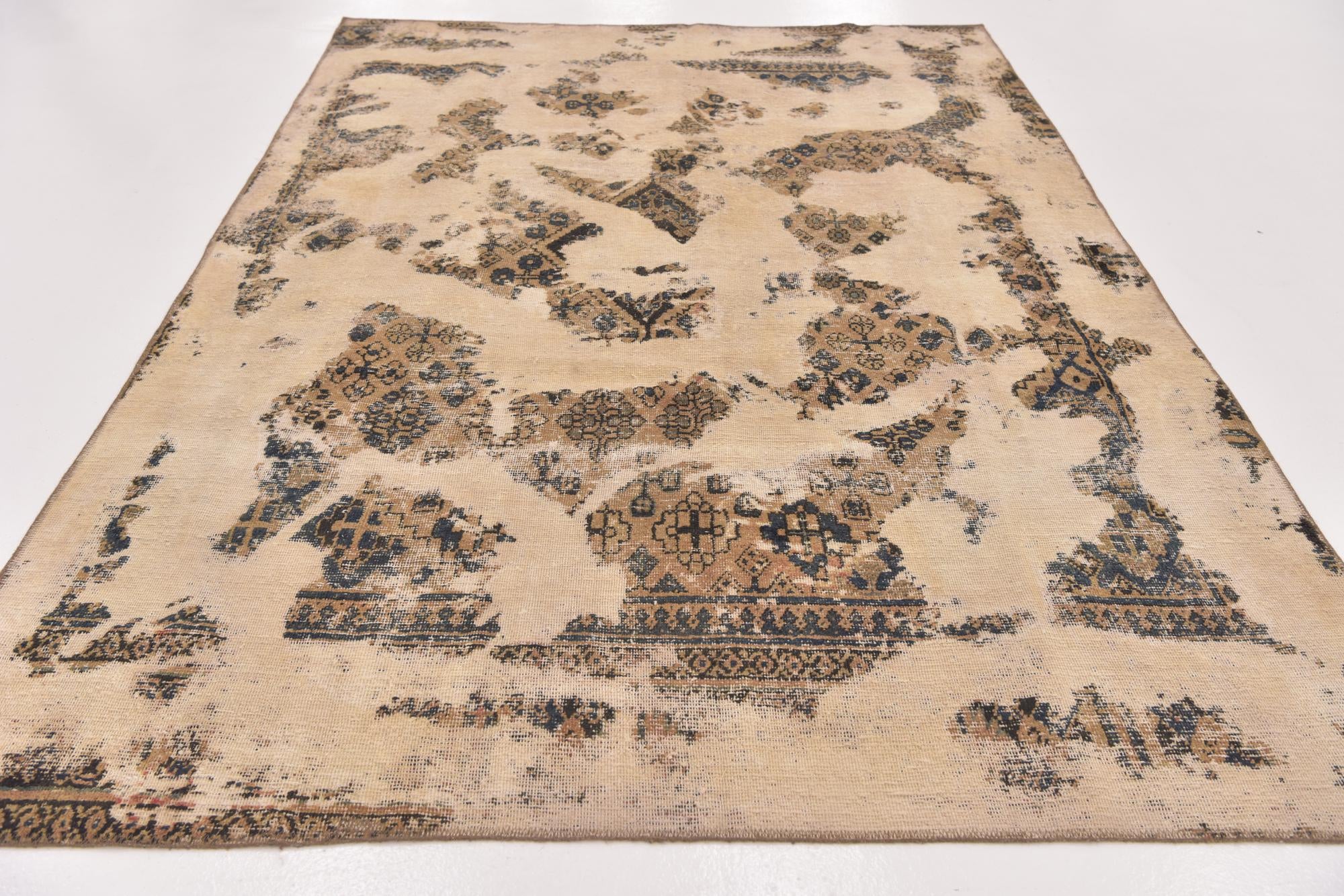 6' 3 x 9' 8 Hand Knotted Ultra Vintage Persian Wool Rug