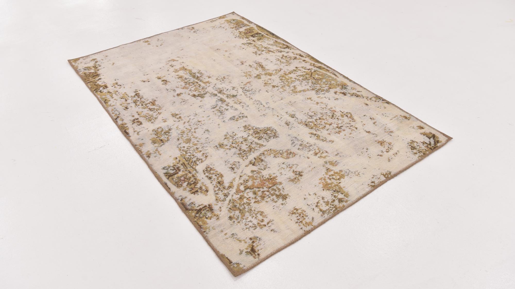 4' x 5' 10 Hand Knotted Ultra Vintage Persian Wool Rug