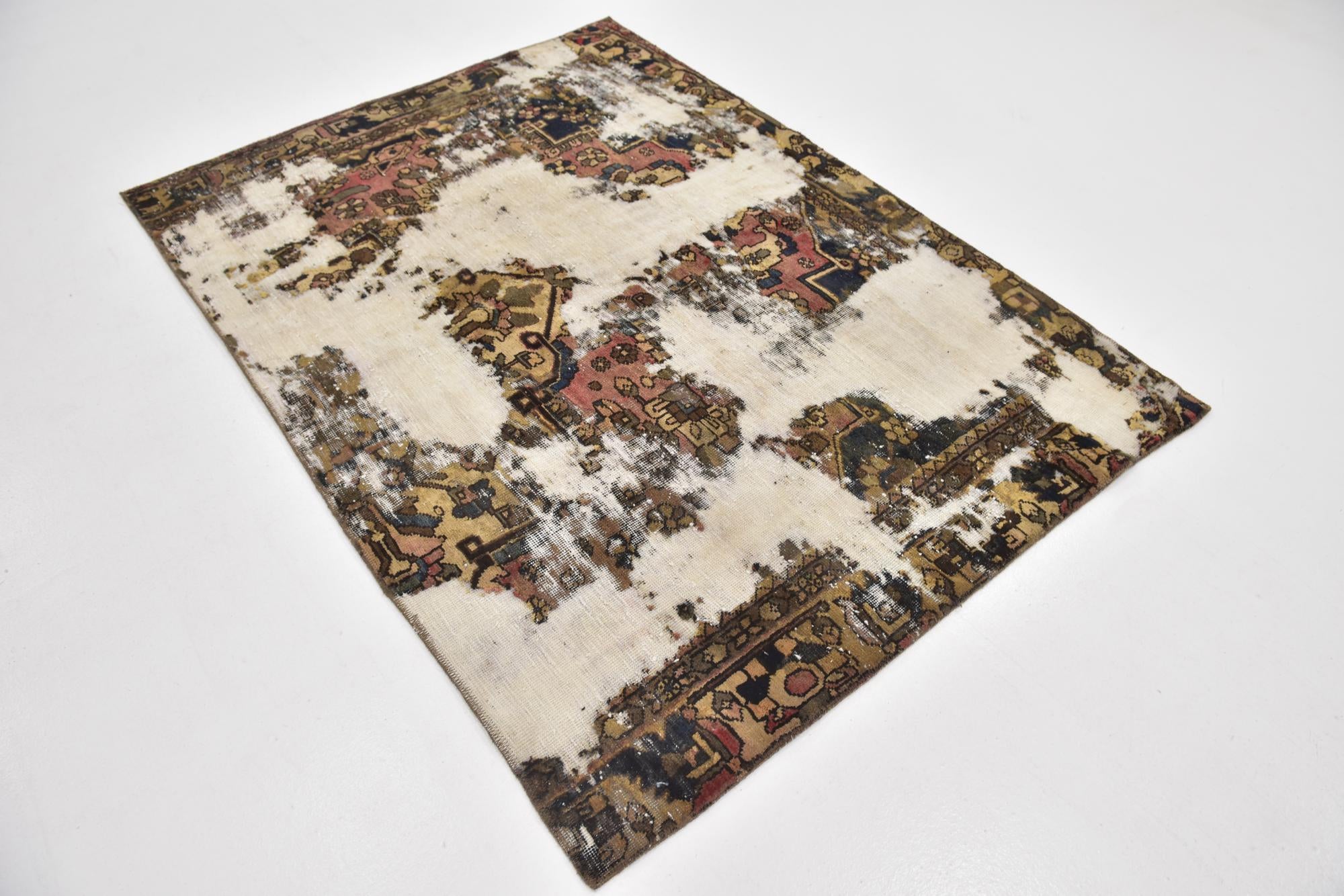 4' 8 x 6' 4 Hand Knotted Ultra Vintage Persian Wool Rug