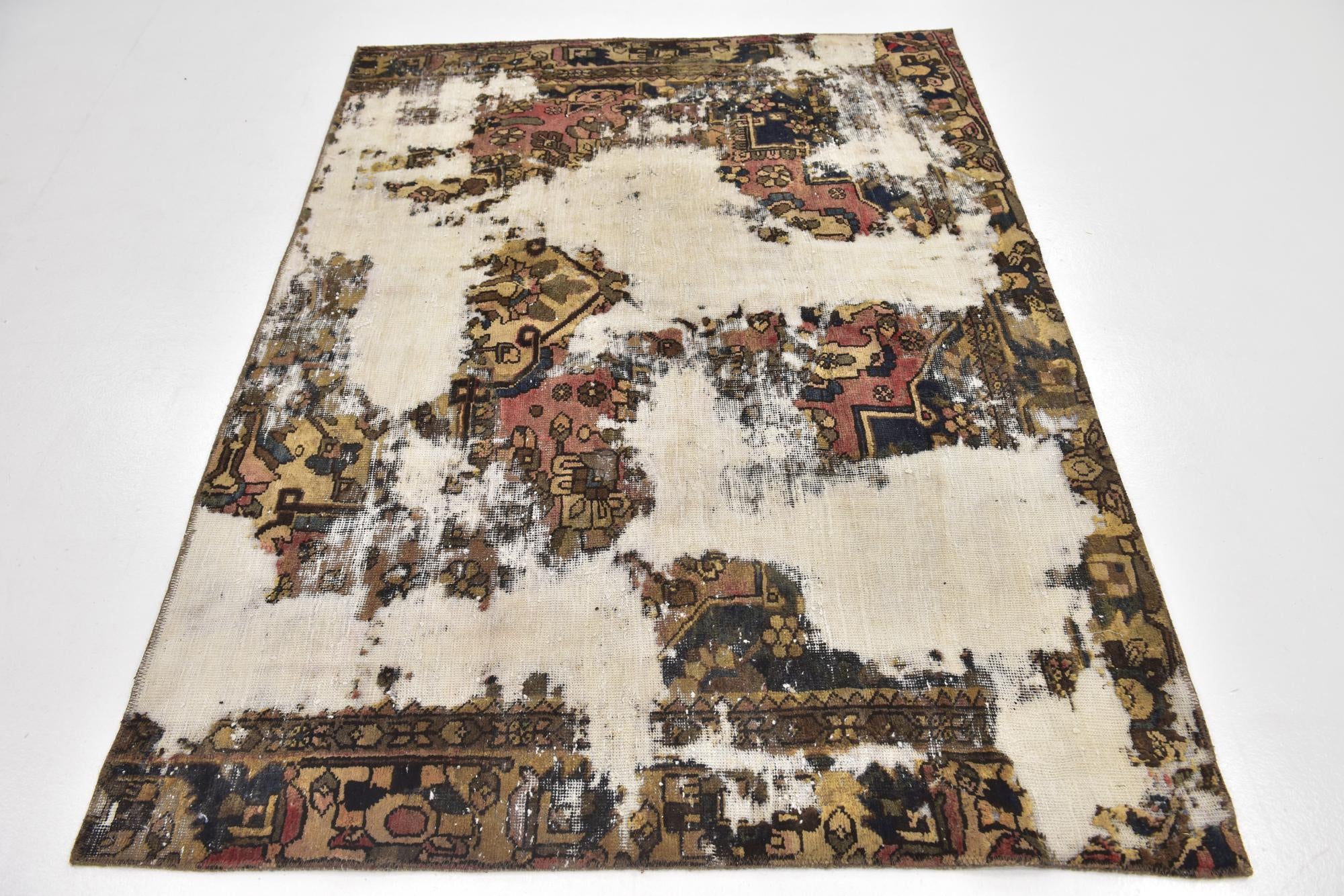 4' 8 x 6' 4 Hand Knotted Ultra Vintage Persian Wool Rug