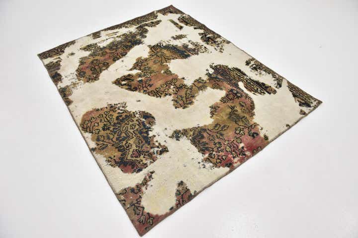 4' 10 x 6' 2 Hand Knotted Ultra Vintage Persian Wool Rug