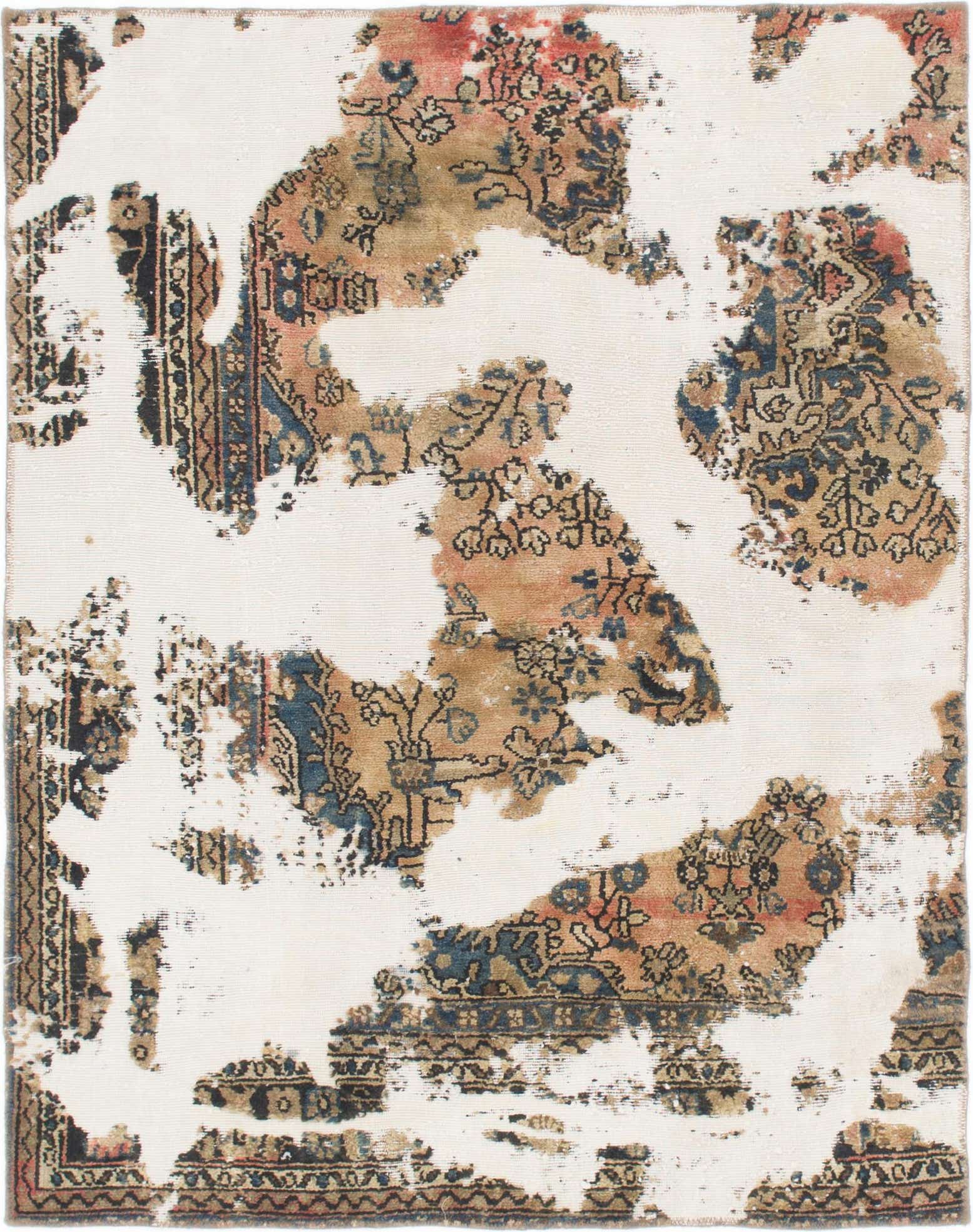 4' 10 x 6' 2 Hand Knotted Ultra Vintage Persian Wool Rug