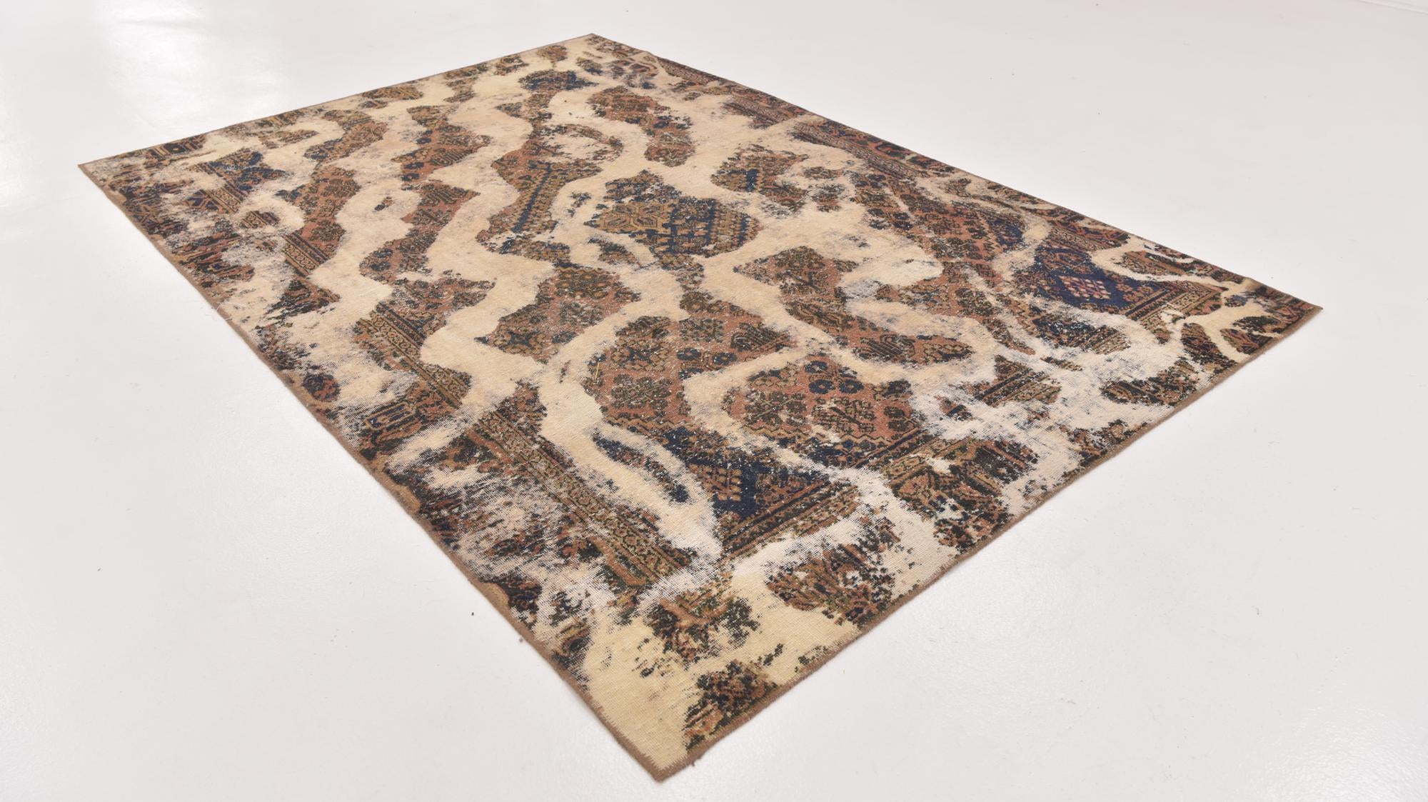 6' 2 x 9' 3 Hand Knotted Ultra Vintage Persian Wool Rug