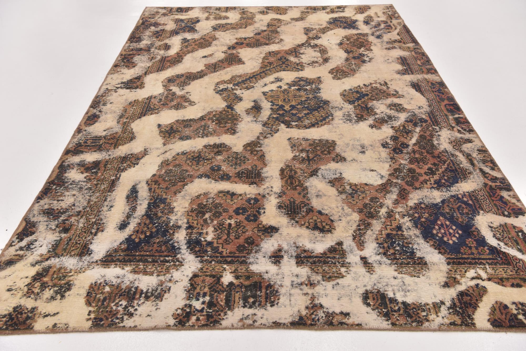 6' 2 x 9' 3 Hand Knotted Ultra Vintage Persian Wool Rug