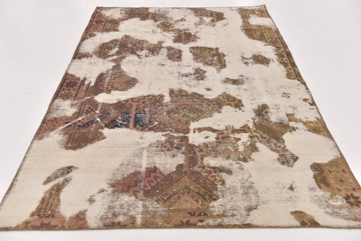Detail image of 4' 10 x 7' 6 Hand Knotted Ultra Vintage Persian Wool Rug
