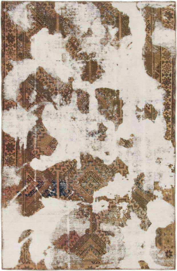 Detail image of 4' 10 x 7' 6 Hand Knotted Ultra Vintage Persian Wool Rug