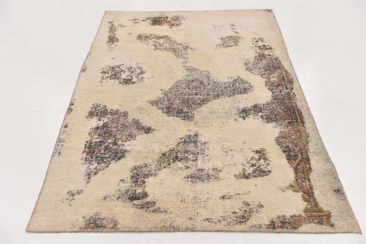 4' x 5' 10 Hand Knotted Ultra Vintage Persian Wool Rug