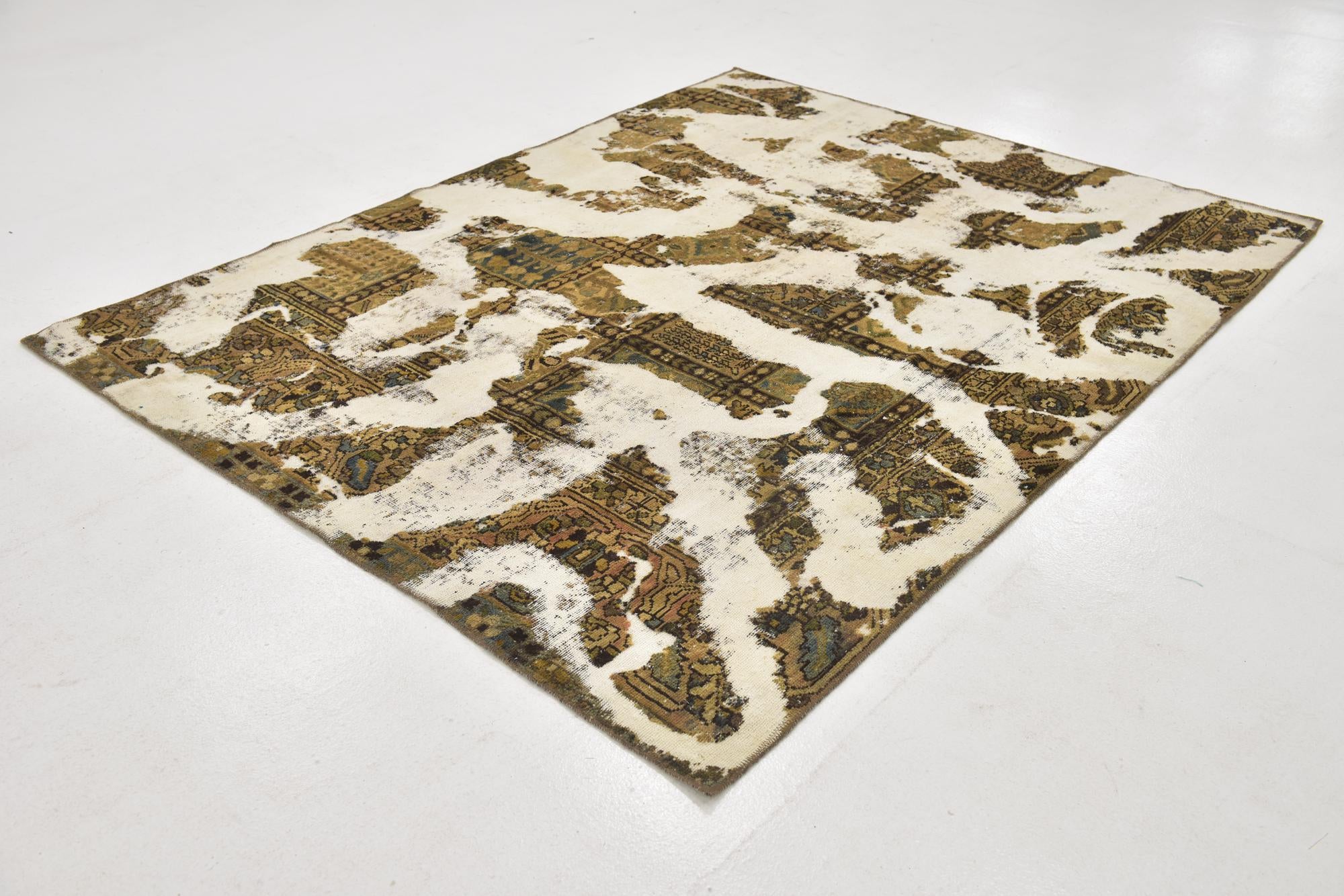185cm x 230cm Hand Knotted Ultra Vintage Persian Wool Rug