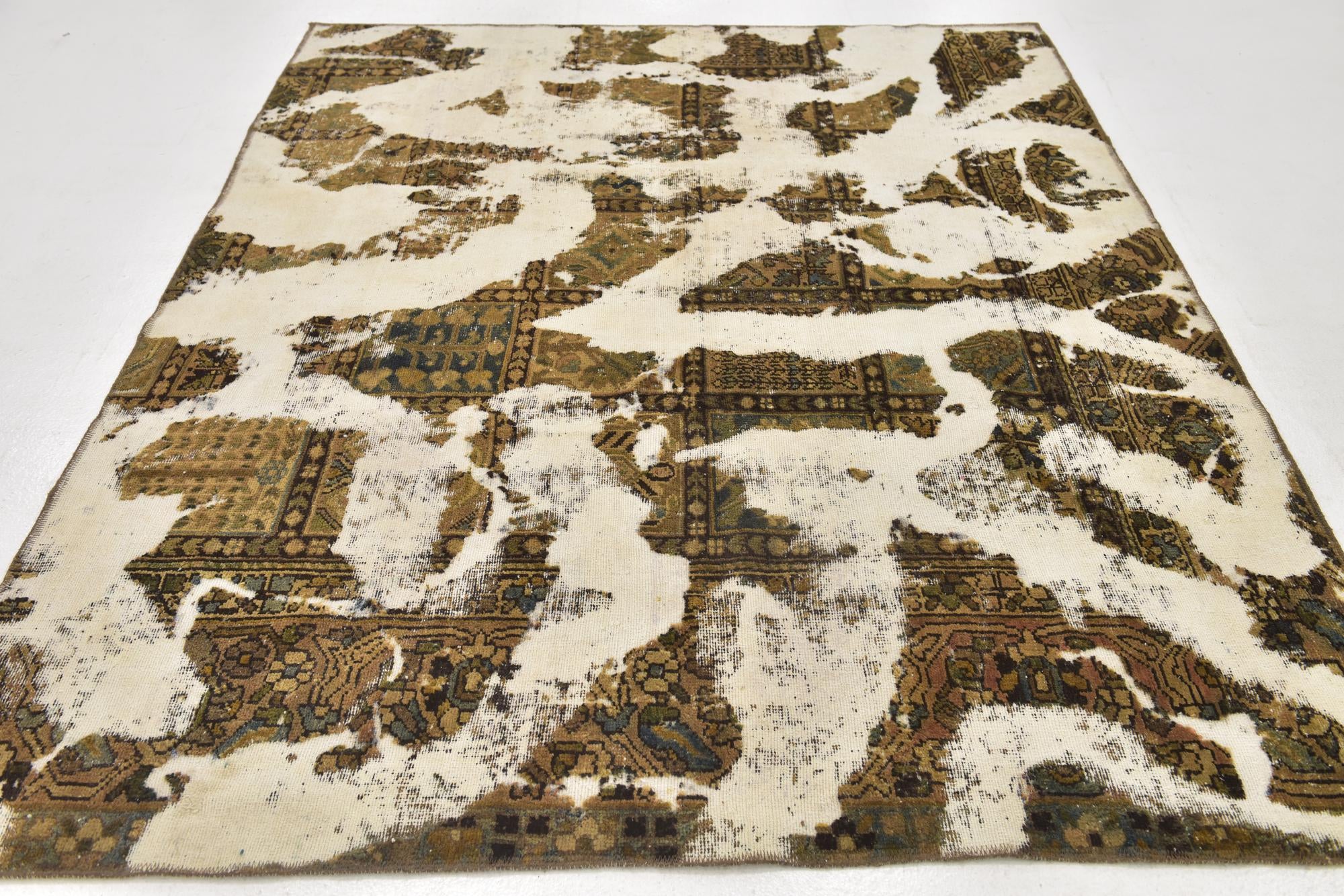 185cm x 230cm Hand Knotted Ultra Vintage Persian Wool Rug