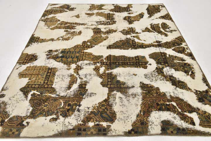 185cm x 230cm Hand Knotted Ultra Vintage Persian Wool Rug