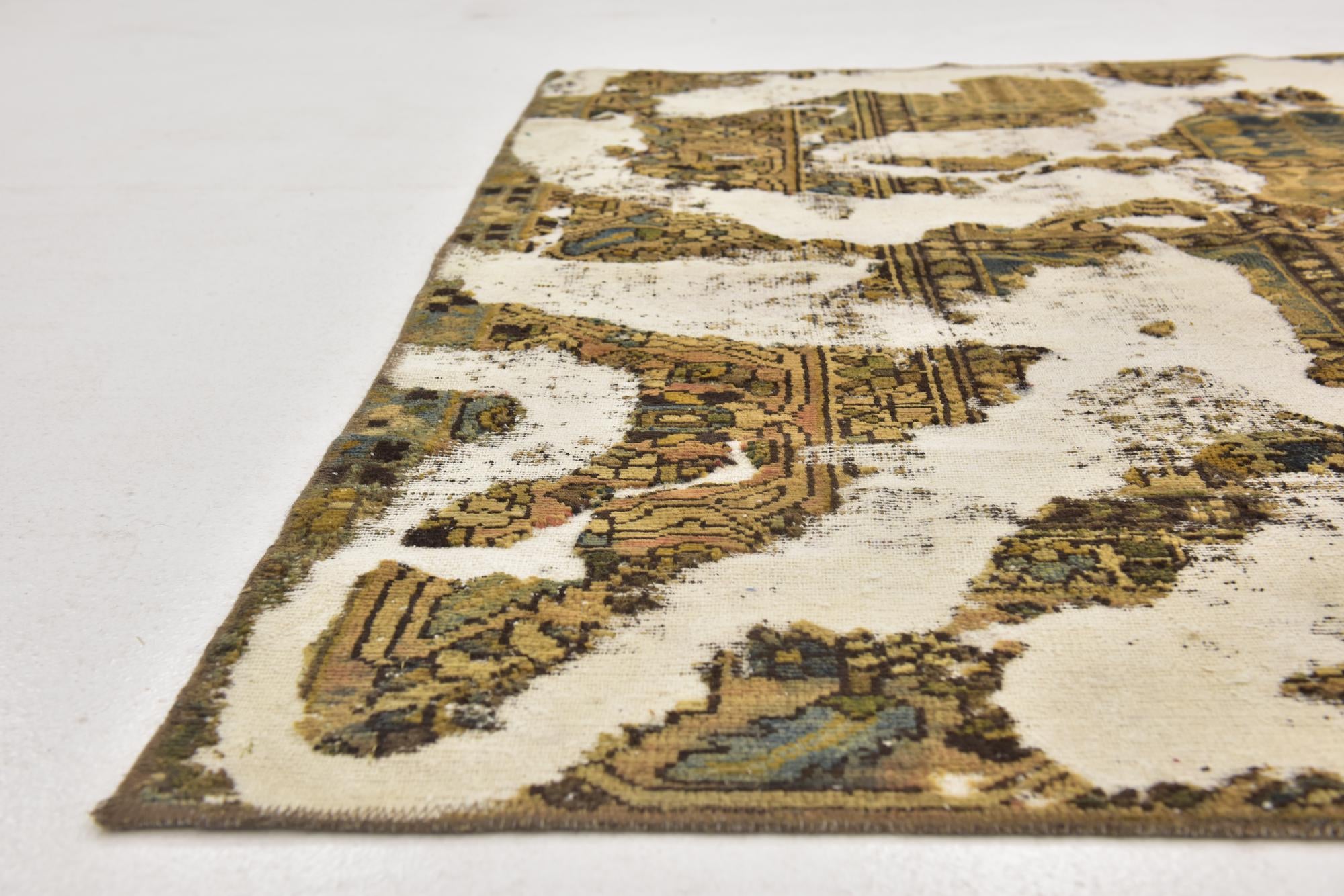 185cm x 230cm Hand Knotted Ultra Vintage Persian Wool Rug