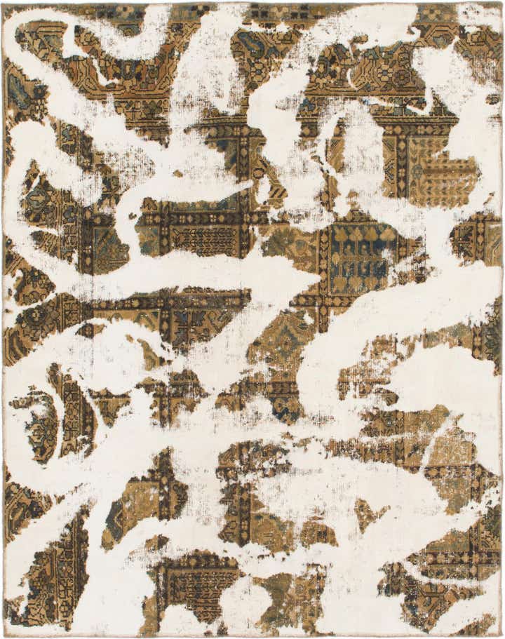 185cm x 230cm Hand Knotted Ultra Vintage Persian Wool Rug