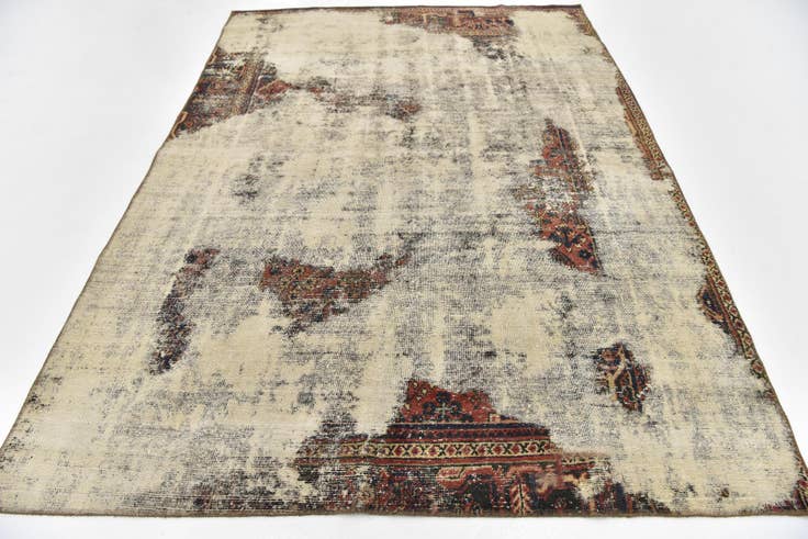 Detail image of 6' 5 x 9' Hand Knotted Ultra Vintage Persian Wool Rug