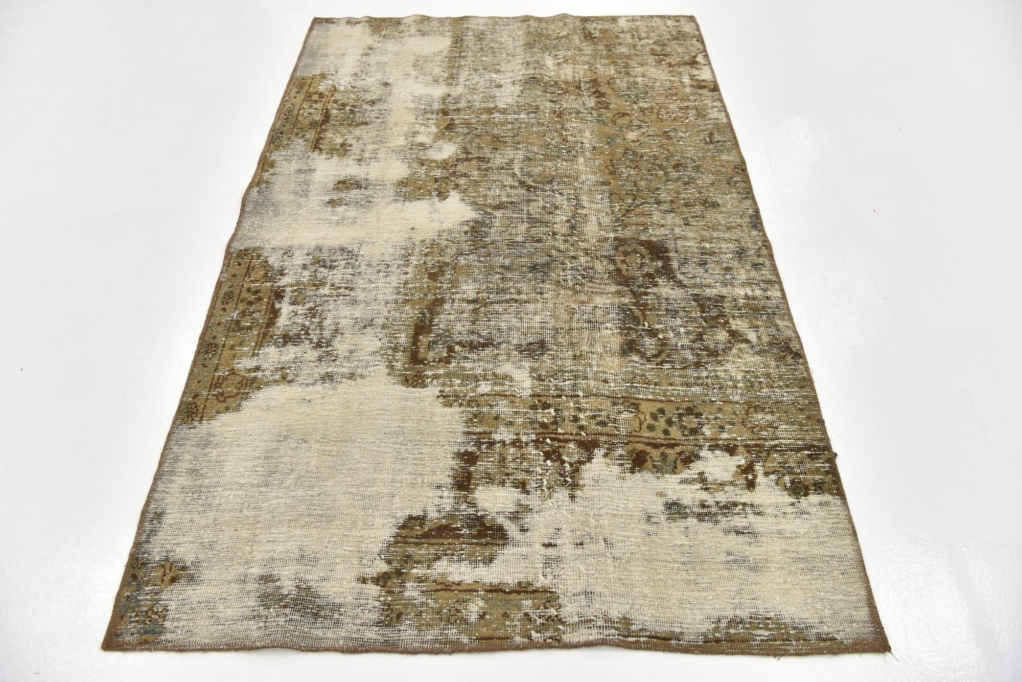 4' 2 x 6' 4 Hand Knotted Ultra Vintage Persian Wool Rug