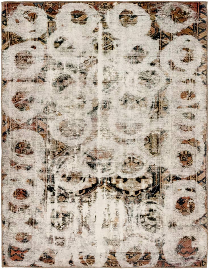 Detail image of 4' 10 x 7' 5 Hand Knotted Ultra Vintage Persian Wool Rug
