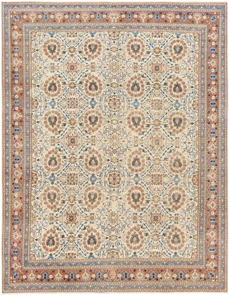 Detail image of 9' 10 x 13' Hand Knotted Ultra Vintage Persian Wool Rug