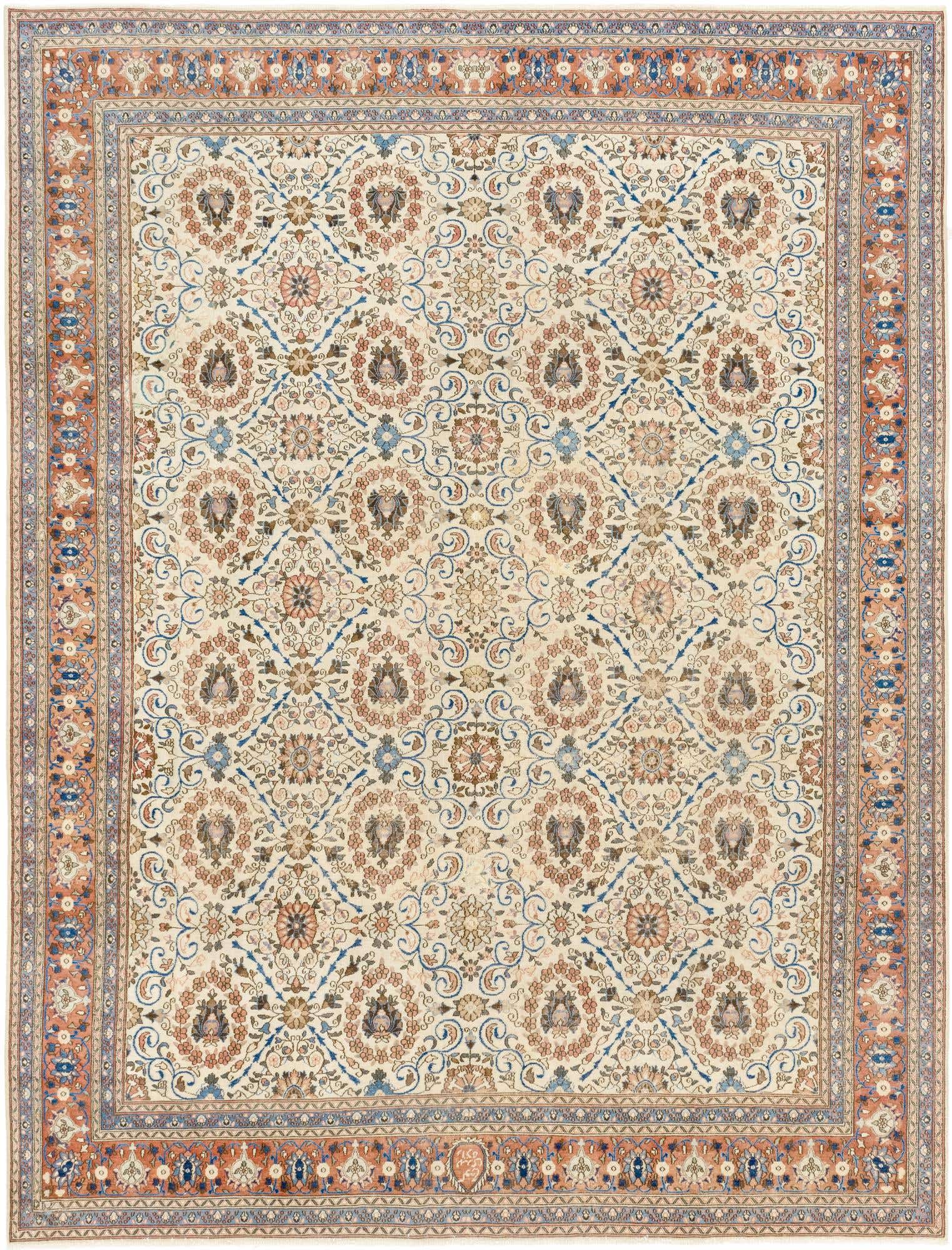 9' 10 x 13' Hand Knotted Ultra Vintage Persian Wool Rug