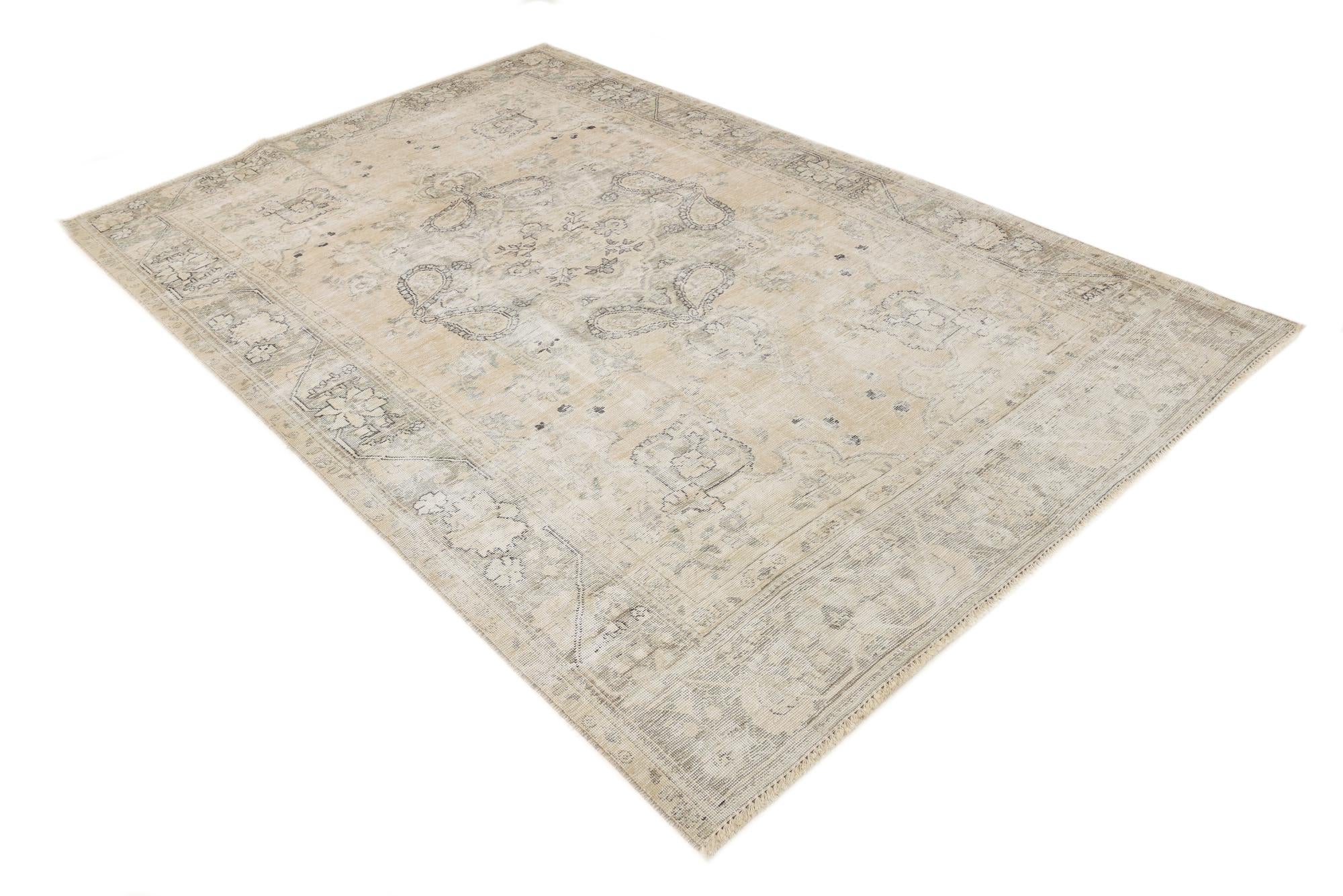 6' x 9' 6 Hand Knotted Ultra Vintage Persian Wool Rug
