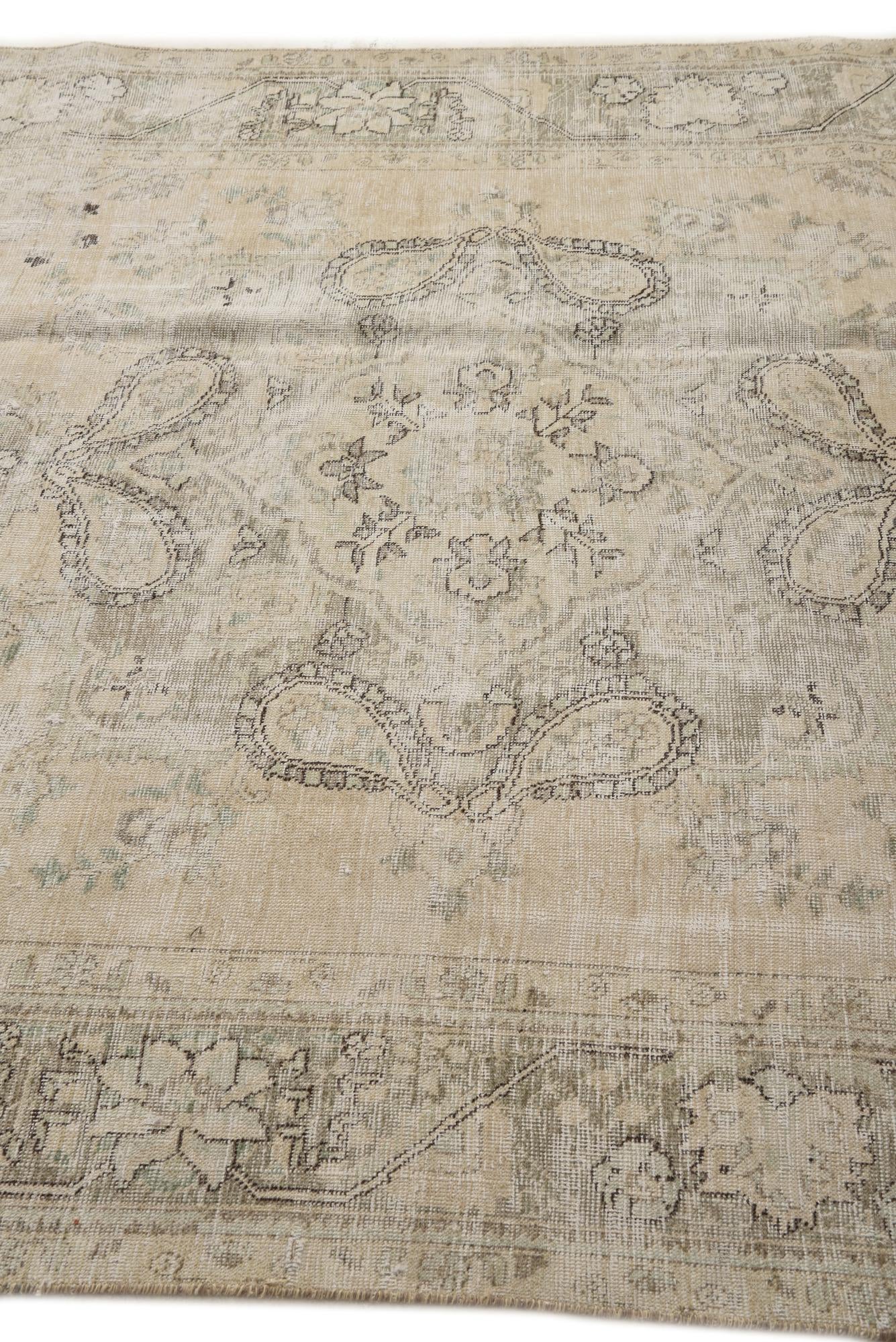6' x 9' 6 Hand Knotted Ultra Vintage Persian Wool Rug