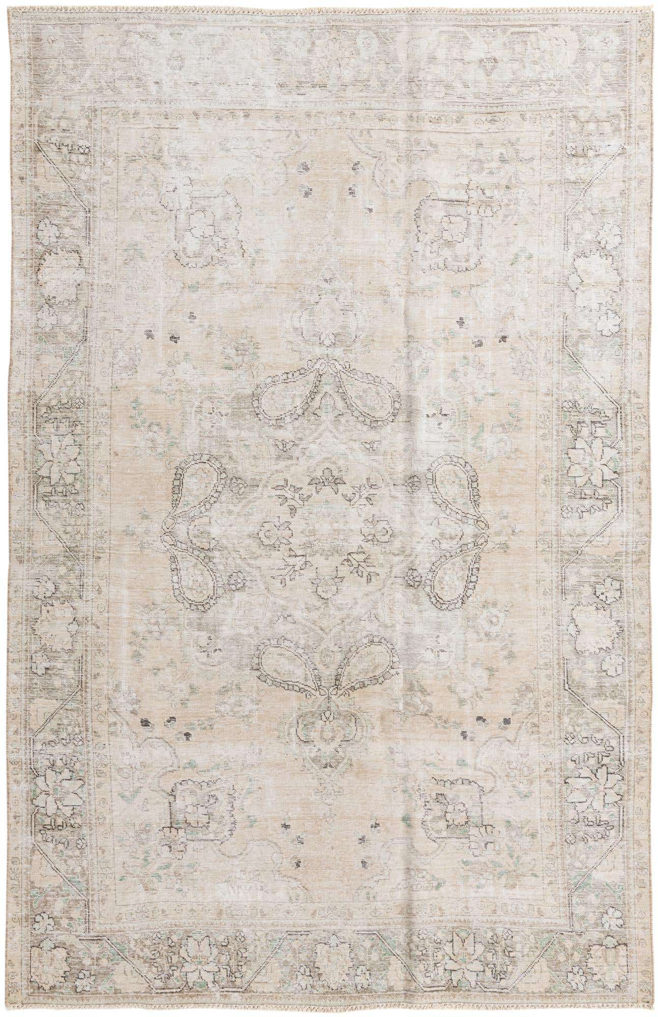 6' x 9' 6 Hand Knotted Ultra Vintage Persian Wool Rug