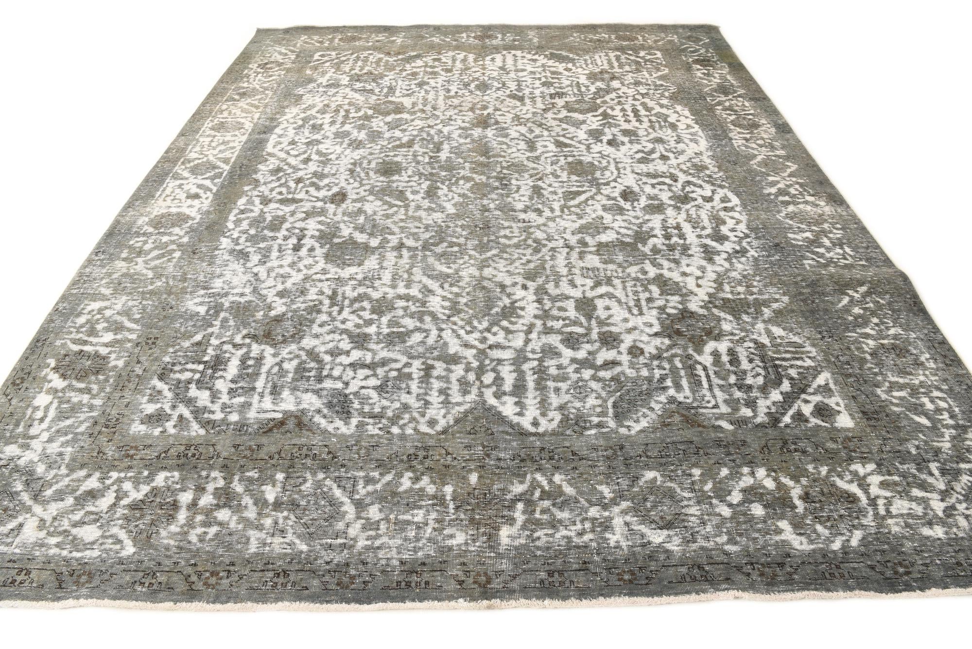 9' 5 x 12' 1 Hand Knotted Ultra Vintage Persian Wool Rug