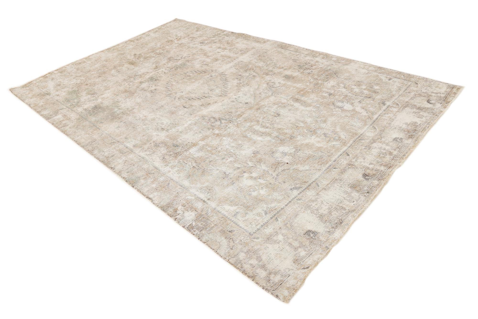7' x 10' 9 Hand Knotted Ultra Vintage Persian Wool Rug