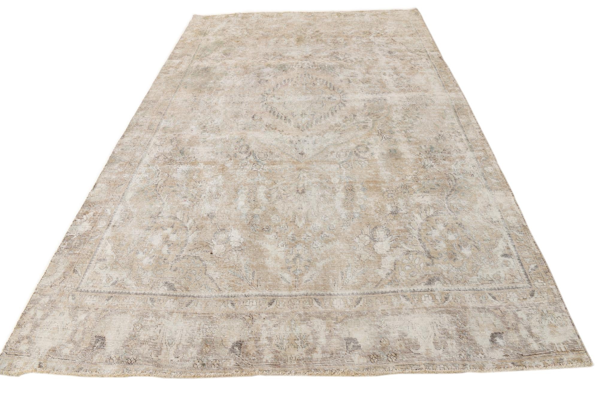 7' x 10' 9 Hand Knotted Ultra Vintage Persian Wool Rug