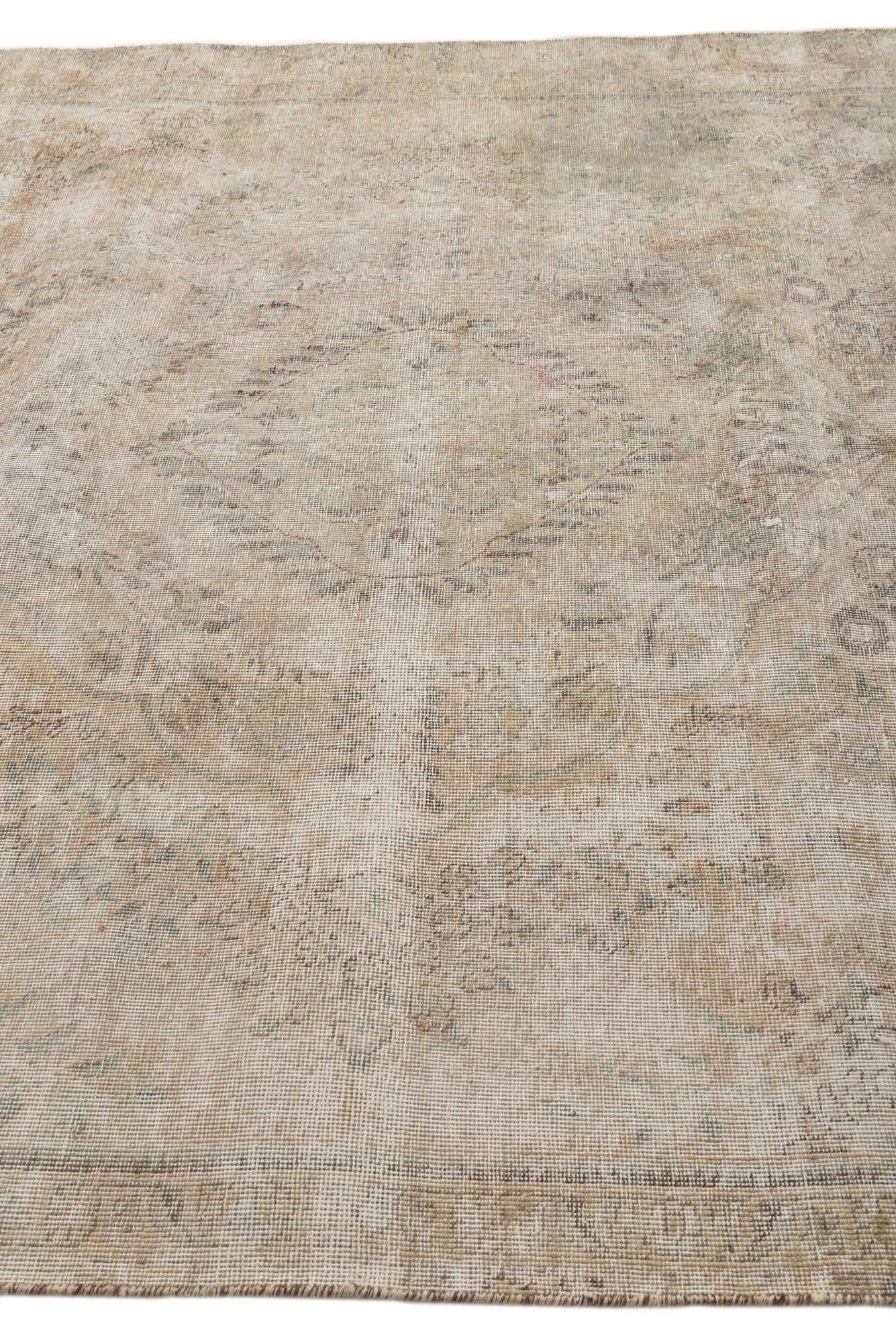7' x 10' 9 Hand Knotted Ultra Vintage Persian Wool Rug