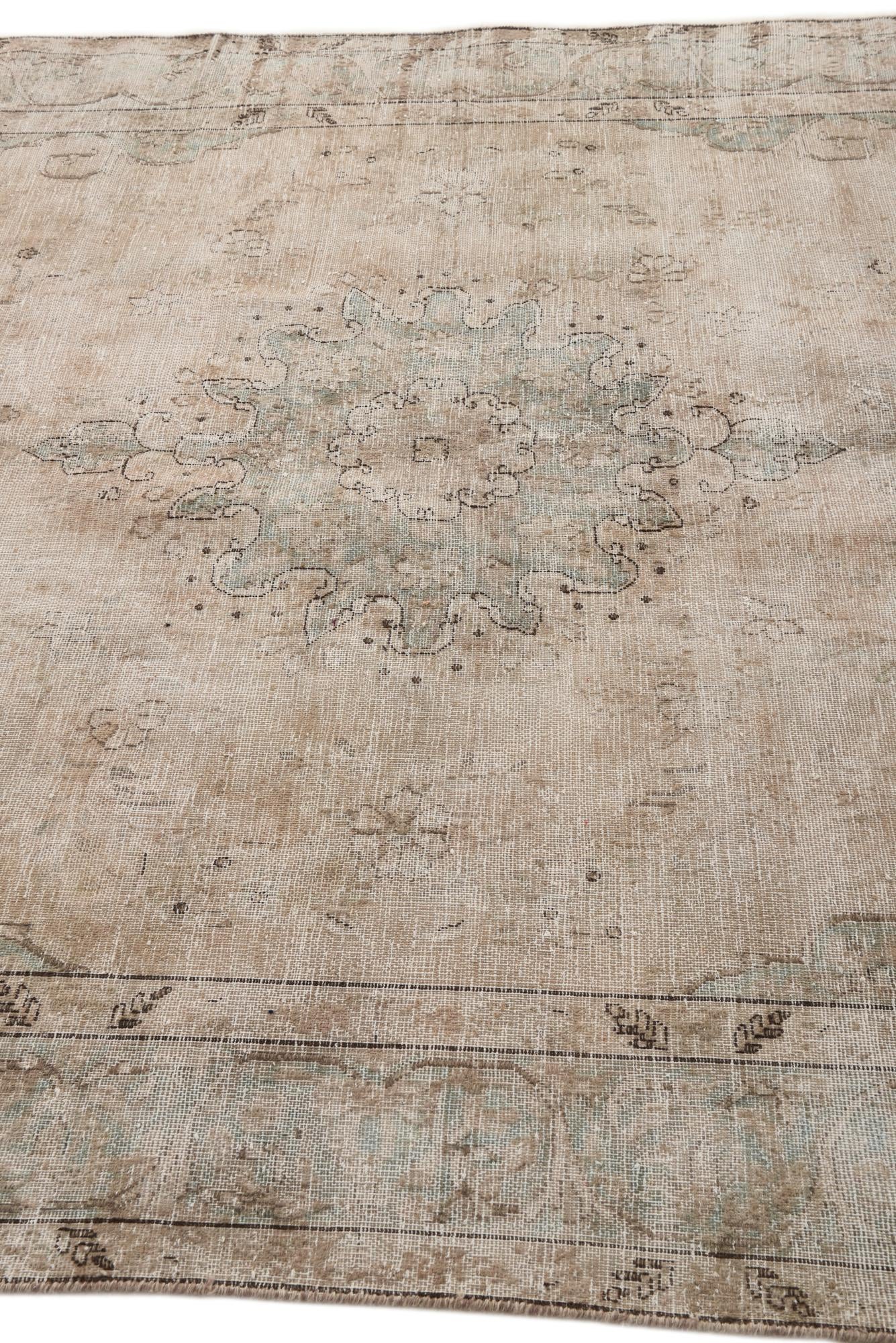6' 4 x 10' Hand Knotted Ultra Vintage Persian Wool Rug