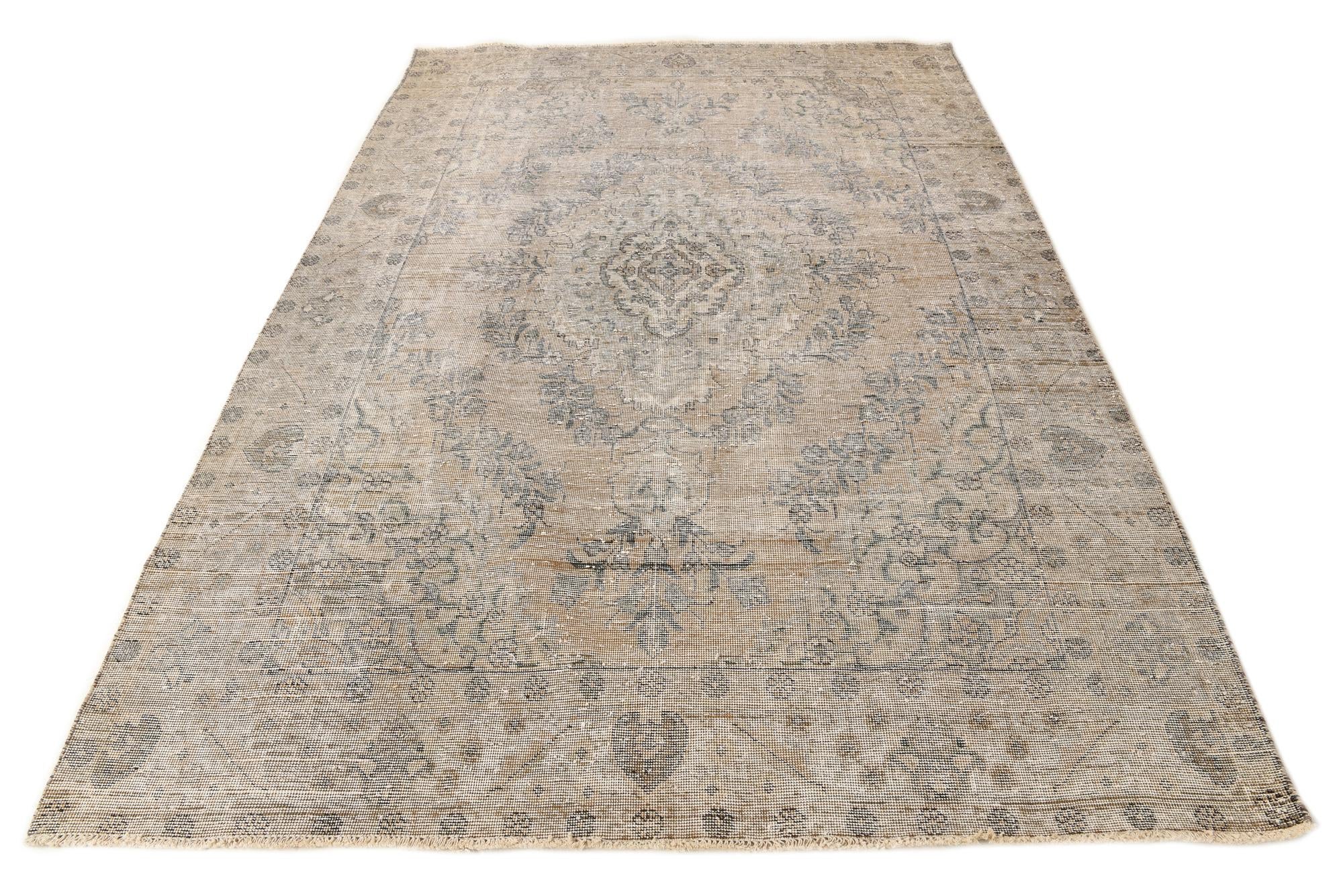 195cm x 285cm Hand Knotted Ultra Vintage Persian Wool Rug
