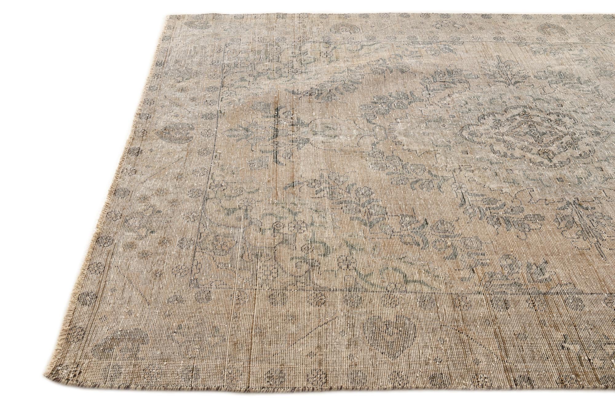 195cm x 285cm Hand Knotted Ultra Vintage Persian Wool Rug
